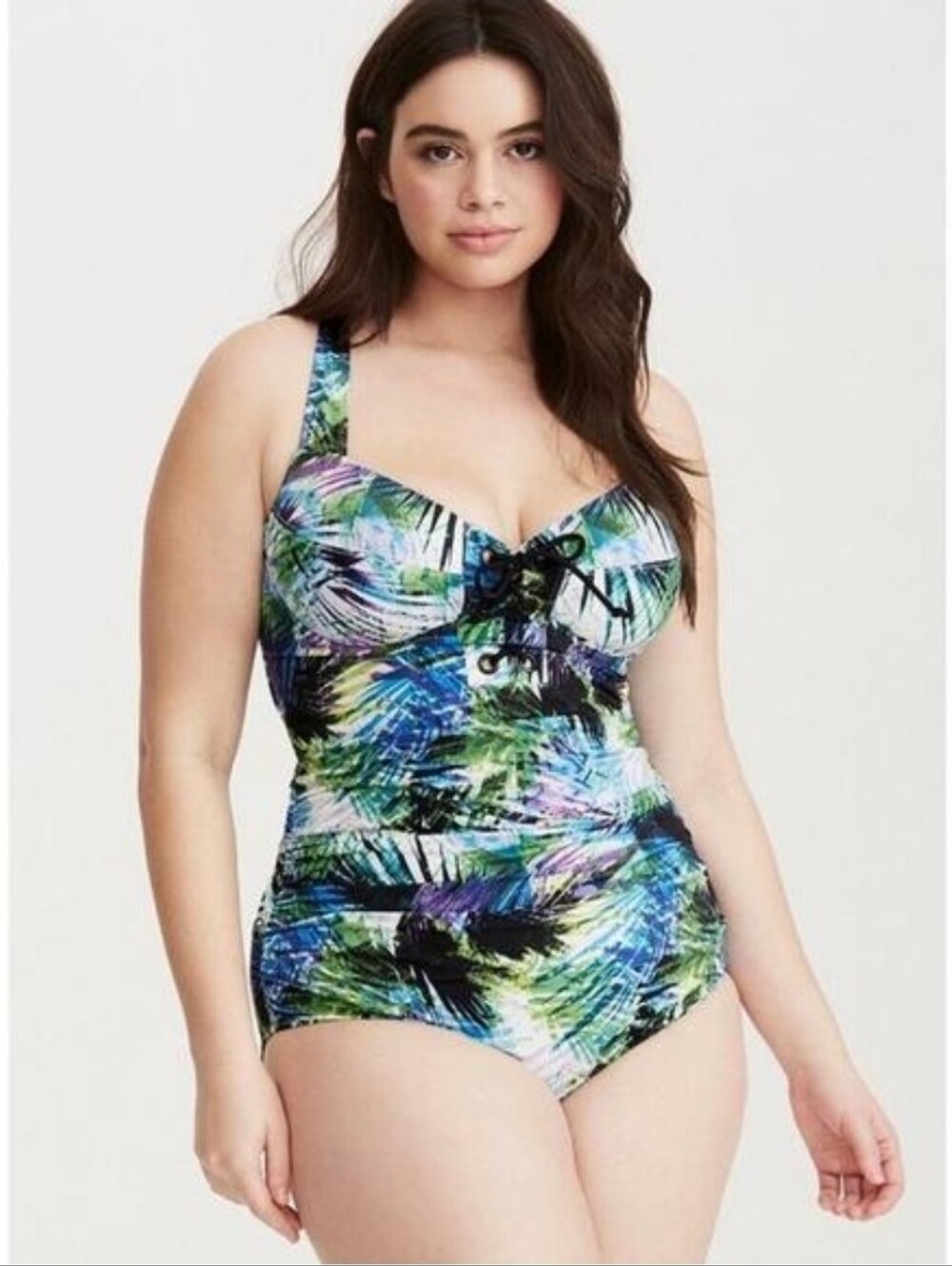Torrid Tropical Palm Print Corset One Piece Swimsuit Womens 4X